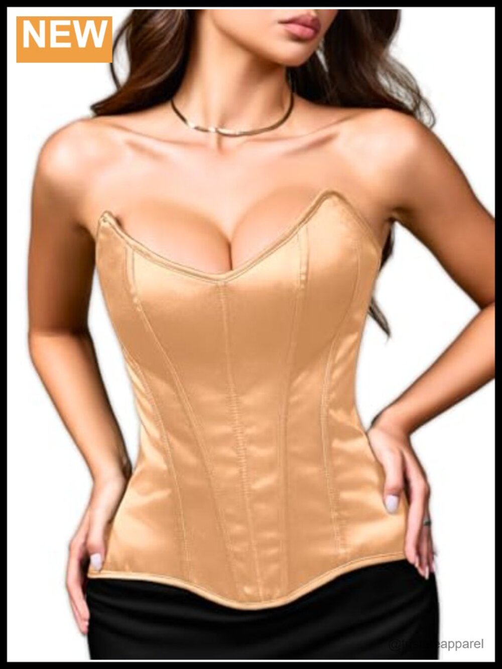 Satin Overbust Lace Up Corset Top Steel Boned Bustier